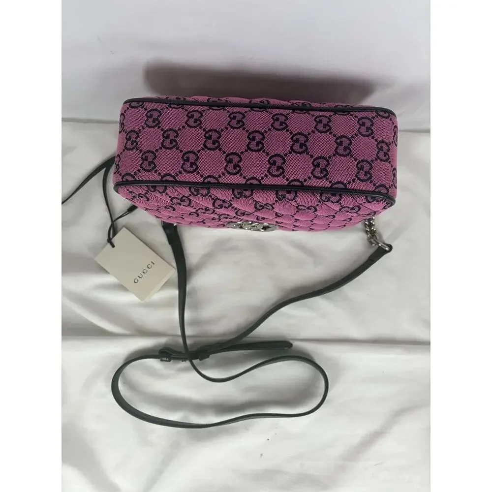 Gucci GG Marmont Shoulder Bag Diagonal Quilted GG Canvas Pink SPB JA-335380